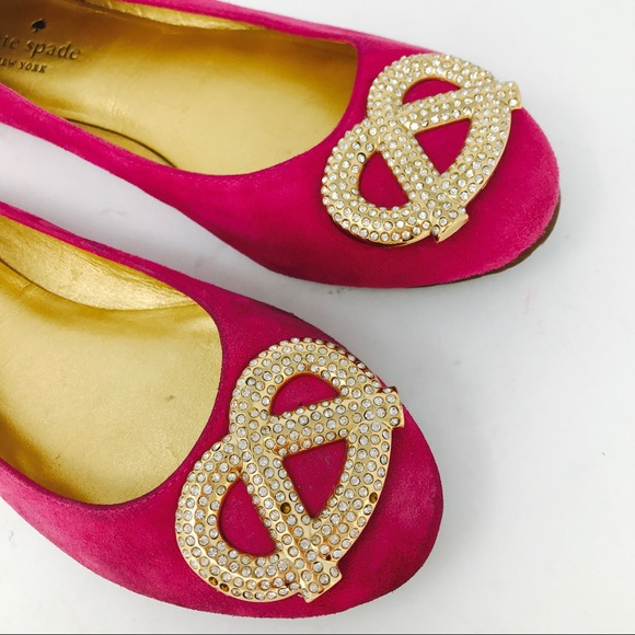 Kate Spade Pink Embellished Ballet Flats Shoes - Picture 2 of 6